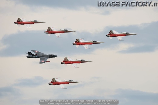 2009-06-26 Zeltweg Airpower 9161 Patrouille Suisse - Northrop F-5 Tiger and Hawker Hunter